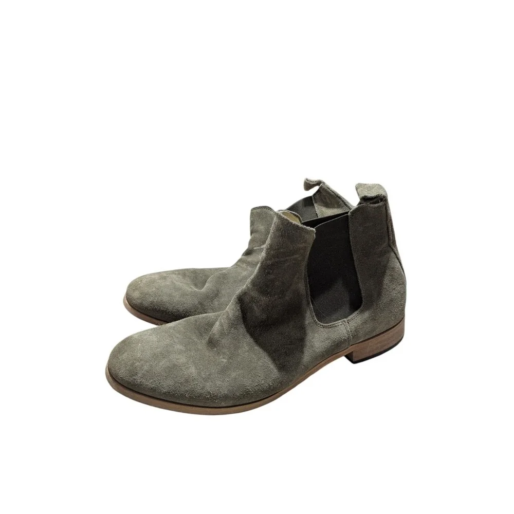 New Mens The Shoe Bear Dev Chelsea Olive Green Suede Ankle Boots Size 45 US 12‎